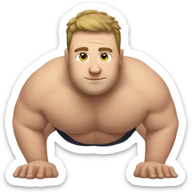 fat white guy shirtless doing push ups sticker