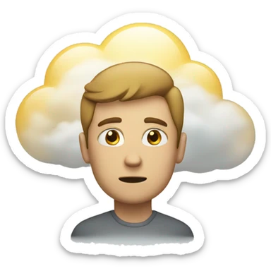men thinking about cloud sticker