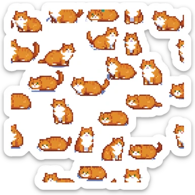 round chubby orange cat, entire body sticker