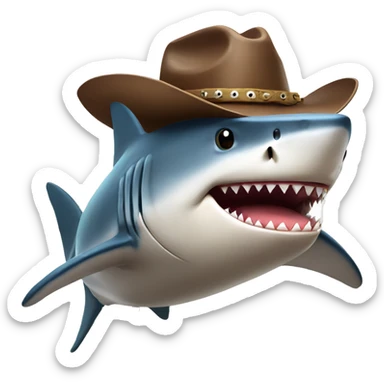 Shark with a cowboy hat sticker