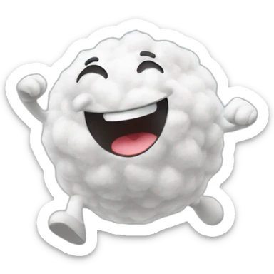 jumping cotton ball sticker