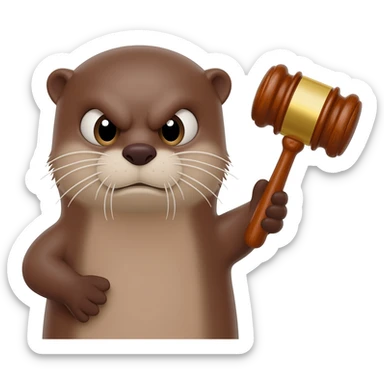angry otter head with a judge's gavel sticker