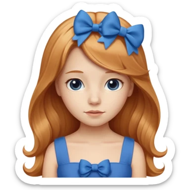 young girl with blue dress, cute blue bow and long strawberry  blonde hair sticker