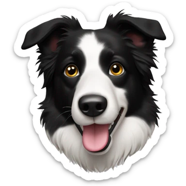 Border collie one este patch black right face  sticker