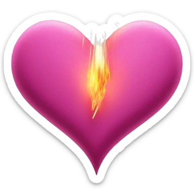 corazon brillante color rosa tornasolado con fuegos artificiales sticker