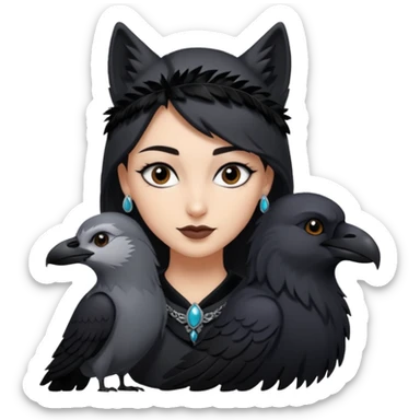 Black aly is the wife of cregan stark and looks like Hande Erçel. She had a raven and a wolf around her  sticker