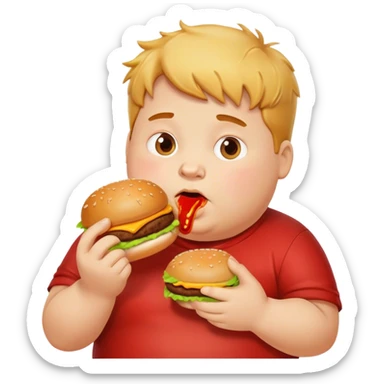 Fat boy with a burger sticker