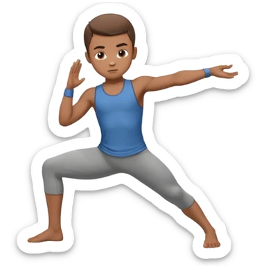warrior yoga pose boy sticker