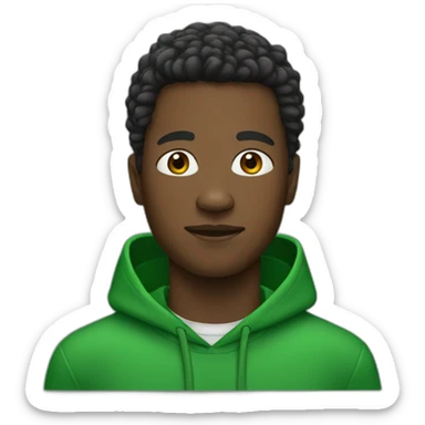 A black guy in green hoodie with fresh hair cut. sticker