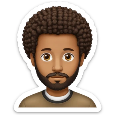 brown skin man with beard and a tiny curly  Afro fade with dark dark brown eyes  sticker