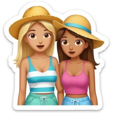 Best friends gossiping at the beach sticker