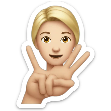 white woman ups two fingers on one hand sticker