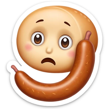 sausage with a sad face sticker