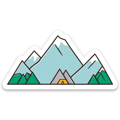 cool graphic t-shirt design with mountain landscape sticker