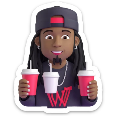 lil wayne with two styrofoam cups sticker