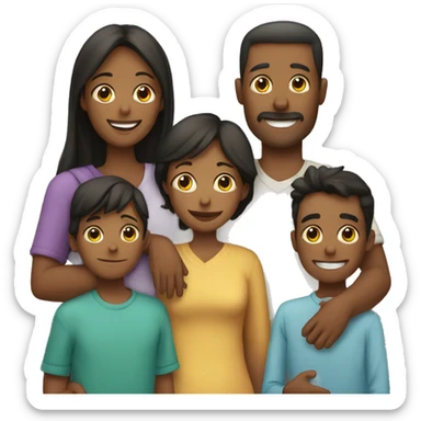 mother and father hugging with their kids sticker