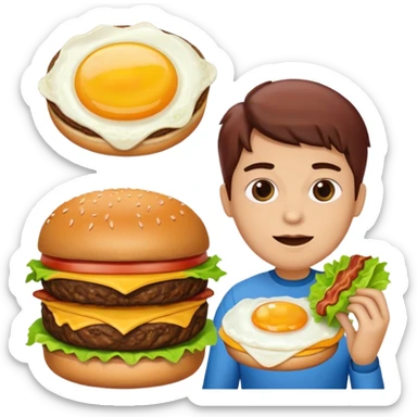 can you make me a breakfast item mixed into a lunch item? so like half burger half breakfast sandwhich. can you make the half be vertical so left side is breakfast sandwhich and right side is a burger sticker