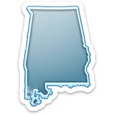 The state of alabama on a map but in a winter freeze sticker