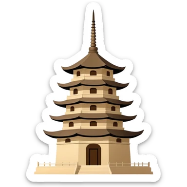 Basic Chinese pagoda emoji icon, simple silhouette, standard emoji style sticker