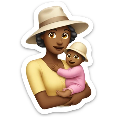 lady with a baby and a hat on sticker