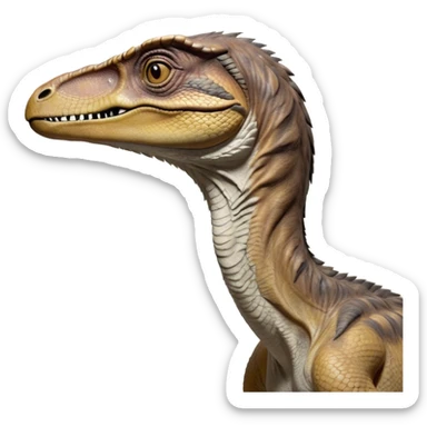 Beautiful and Majestic jurassic park Velociraptor Portrait Emoji, Head and body rendered in serene repose with a subtle, confident smile, showcasing a lithe, agile form with a refined, noble snout and eyes softly closed in tranquil contemplation, Simplified yet exquisitely endearing features, highly detailed, glowing with a soft, drowsy prehistoric light, high shine, relaxed and utterly majestic, stylized with an air of timeless dinosaur elegance, soft glowing outline, capturing the essence of a beautiful and majestic jurassic park Velociraptor that embodies the legendary spirit of jurassic park Park dynamics! sticker