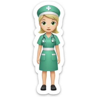 green dressed nurse sticker