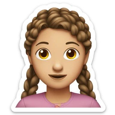 Brown haired young lady with long pigtails  sticker