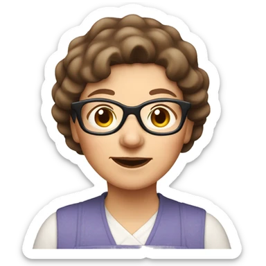 Grandma with brown hair and glasses baking cookies sticker