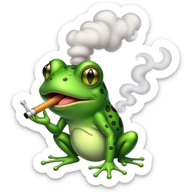 Frog coughing up smoke sticker