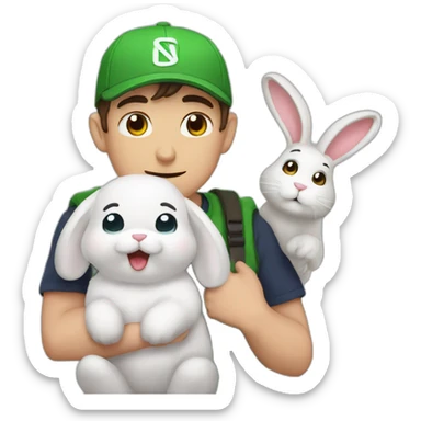 MrBeast qui tien un lapin sticker