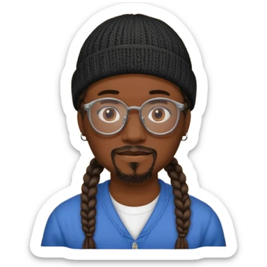 man with braids glasses beanie and goatee sticker