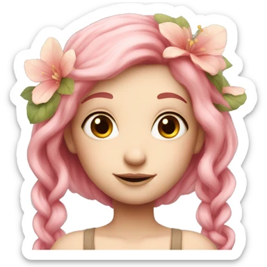 Beautiful, flower, fairy, long pink hair, fair skin sticker