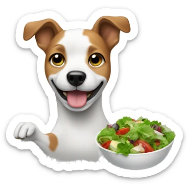 Dog eating a salad sticker