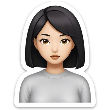 An Asian girl with a baddie style, middle-parted bob hair, and a sexy vibe. sticker
