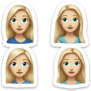 a white girl with blonde hair and blue eyes with a white girl who has brown hair and light brown eyes.  sticker