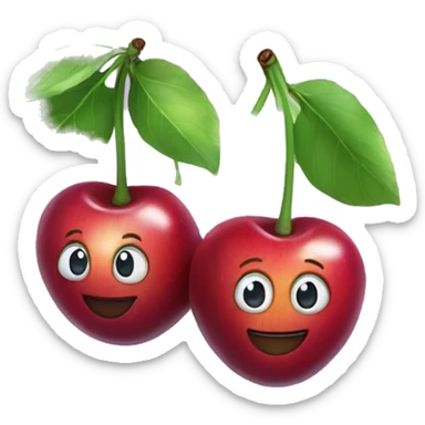 Pair of happy rainbow cherries  sticker