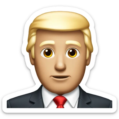 Donald trump with a red tie holding a crystal sticker