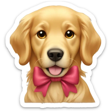 Golden retriever with bow  sticker