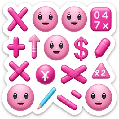 pink math symbols - addition, subtraction, multiplication, division sticker