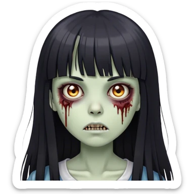 zumbie girl with black long straight hair with bangs (like this 🧟‍♀️) sticker