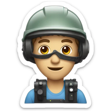 An Australian lad wearing a helmet with camera attached to it sticker