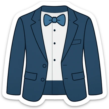 flat toon style blue tuxedo with open buttons sticker