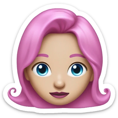 magical diva with thin pink andromedan skin long hair and blue eyes glowing third eye sticker