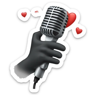 Hand hearts holding a microphone sticker
