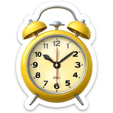 yellow alarm clock with a bell on top sticker