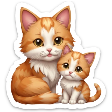 Kitten kissing mommy on the eye with affection and lots of cuteness sticker