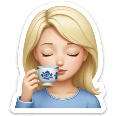 Girl clocing tea sticker