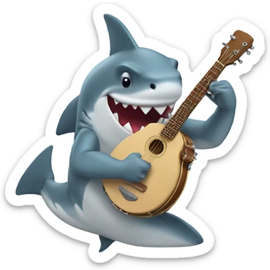 shark playing a banjo sticker