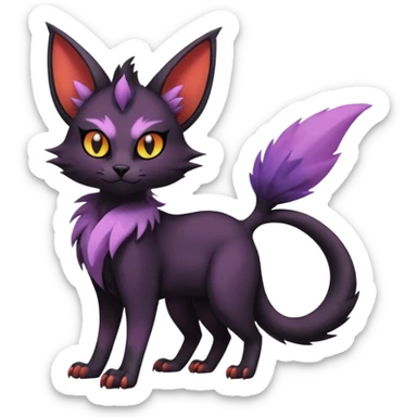 Black edgy Noivern-Noibat-Purloin-Torracat-Lykoi-Caracal-cat-Fakemon-fusion-hybrid-creature sticker