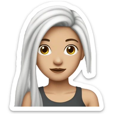 White teenage girl with long dark brown hair & freckles  sticker